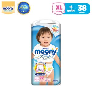 Bỉm – Tã quần Moony bé gái size XL 38 miếng
