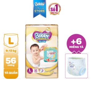 Tã Quần Bobby Extra Soft Dry Size L 56 miếng