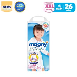 Bỉm – Tã quần Moony bé gái size XXL 26 miếng