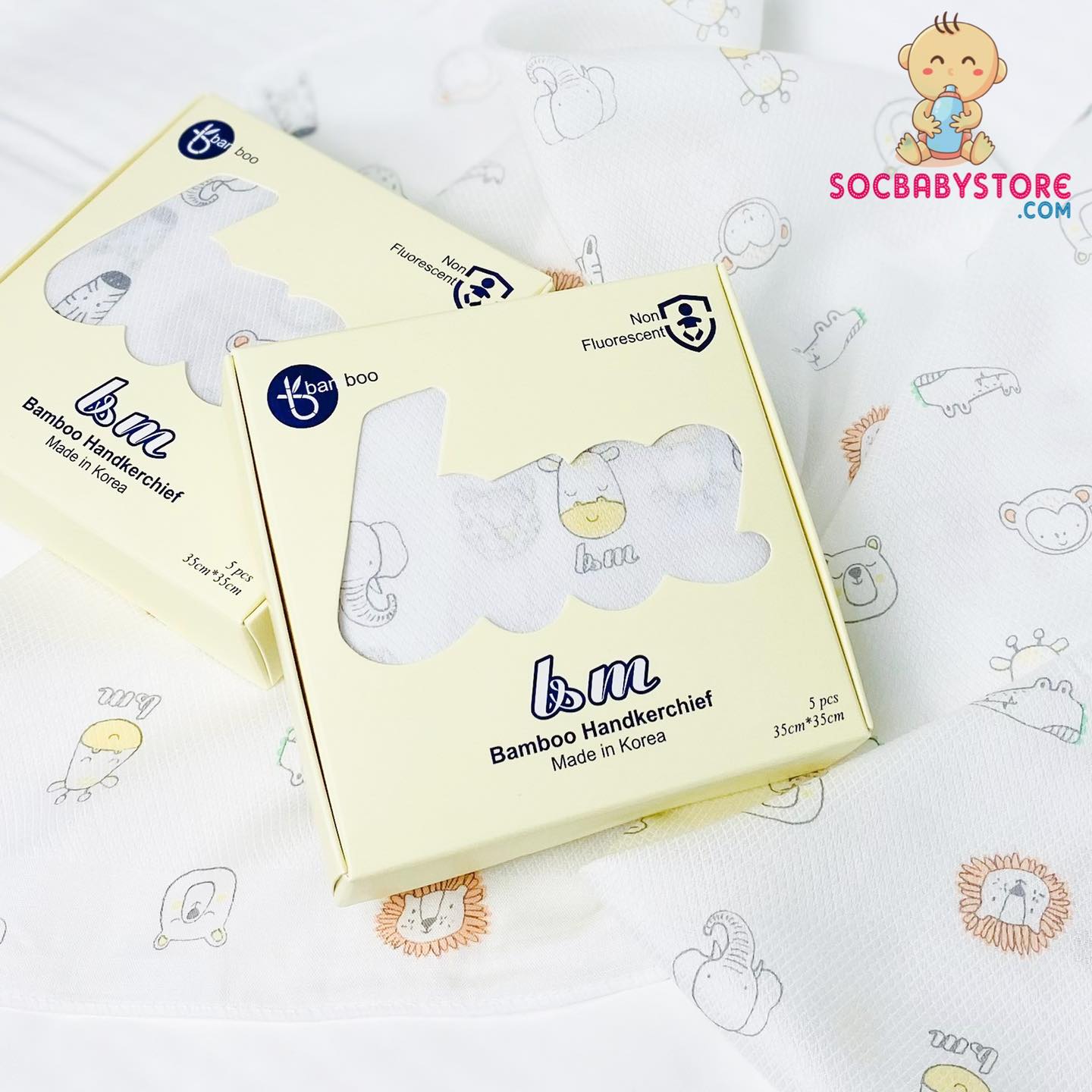 Khăn sữa sợi tre không huỳnh quang BnM Hàn Quốc