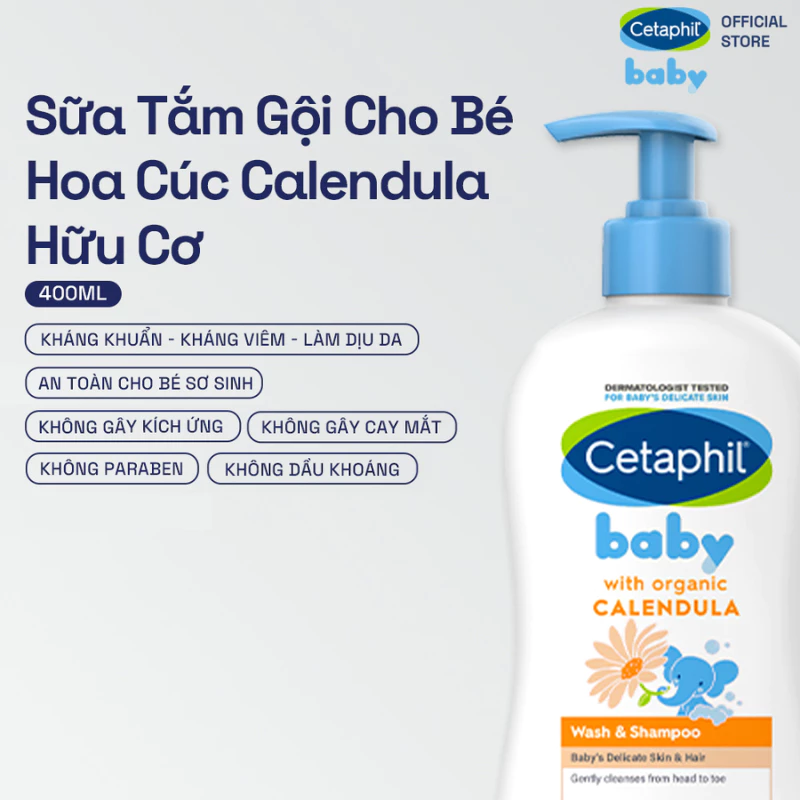 Sữa tắm gội cho bé Cetaphil Baby Wash & Shampoo